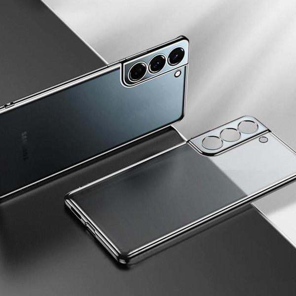 Coverzone Galaxy S21 Ultra Ile Uyumlu Kılıf Dört Köşeli Lazer Şeffaf Siyah - Image 1