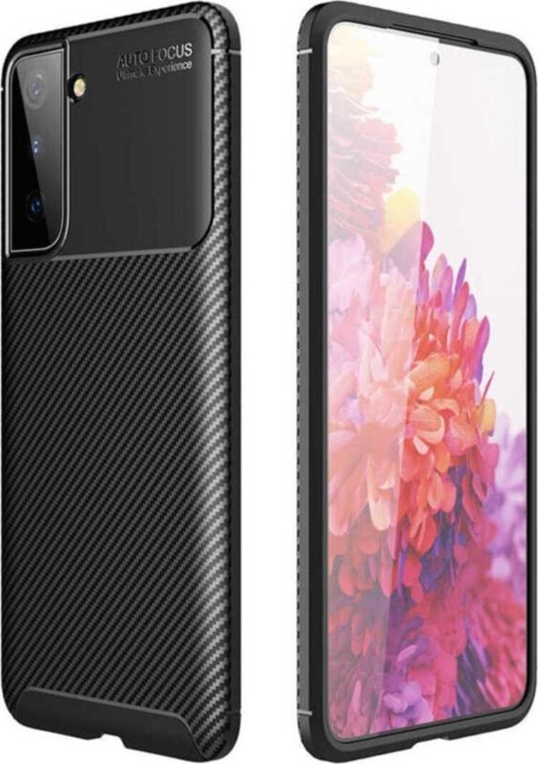 Coverzone Galaxy S21 Ultra Kılıf Karbon Delüx Tpu Silikon Siyah - Image 1