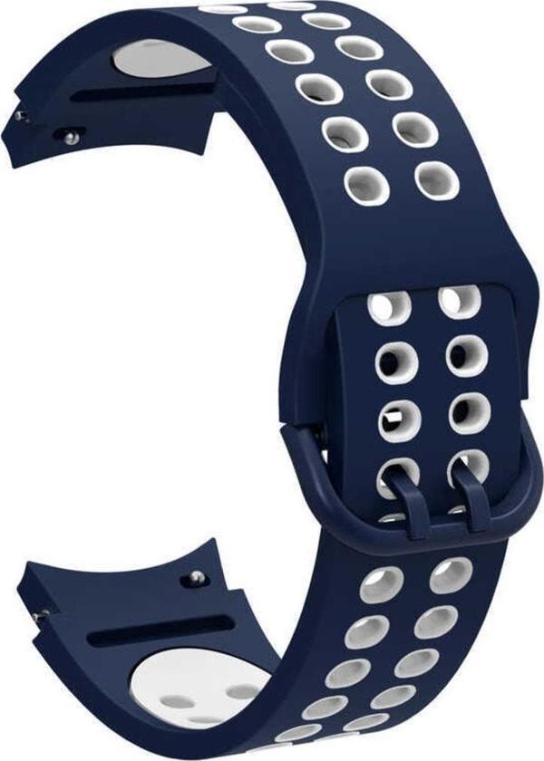 Coverzone Galaxy Watch 4 Classic Ile Uyumlu 40mm Iki Kancalı Metal Tokalı Iridescent Kordon Mavi-beyaz - Image 1