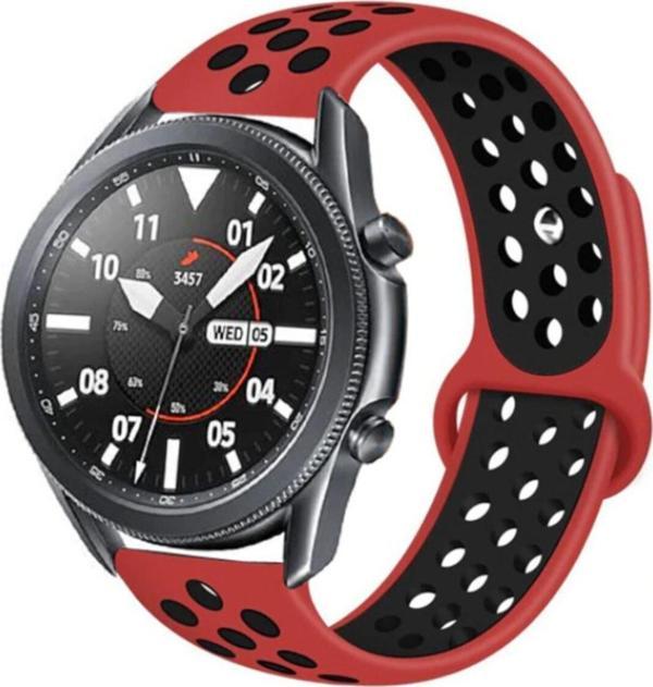 Coverzone Kırmızı Galaxy Watch 3 45mm Delikli Spor Kayış - Image 1