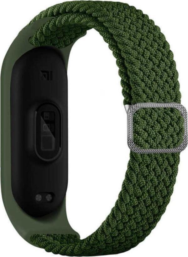 Coverzone Mi Band 5 Mixed Hasır Örme Kordon Kayış Yeşil - Image 1