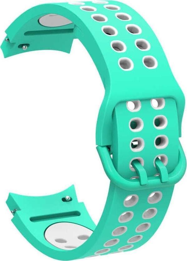 Coverzone Galaxy Watch 4 Classic Ile Uyumlu 44mm Iki Kancalı Metal Tokalı Iridescent Kordon Yeşil-beyaz - Image 1