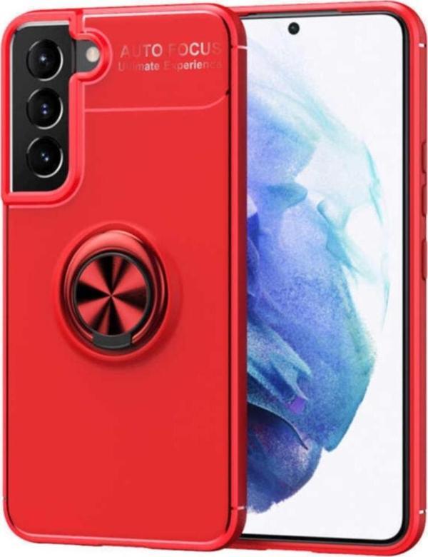Coverzone Galaxy S22 Plus Kılıf Ravel Yüzük Tutuculu Standlı Silikon Kırmızı - Image 1