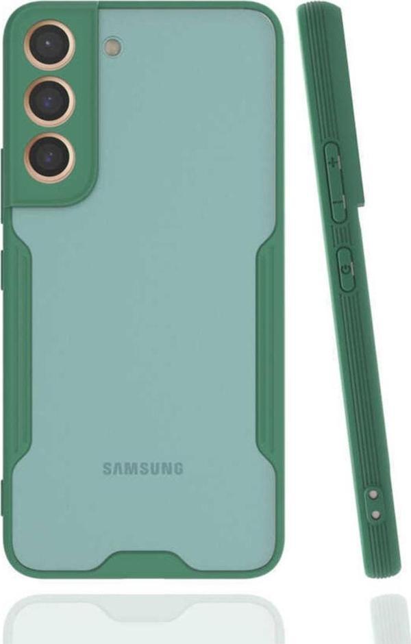 Coverzone Galaxy S22 Renkli Kenar Perfe Tpu Silikon Koyu Yeşil - Image 1