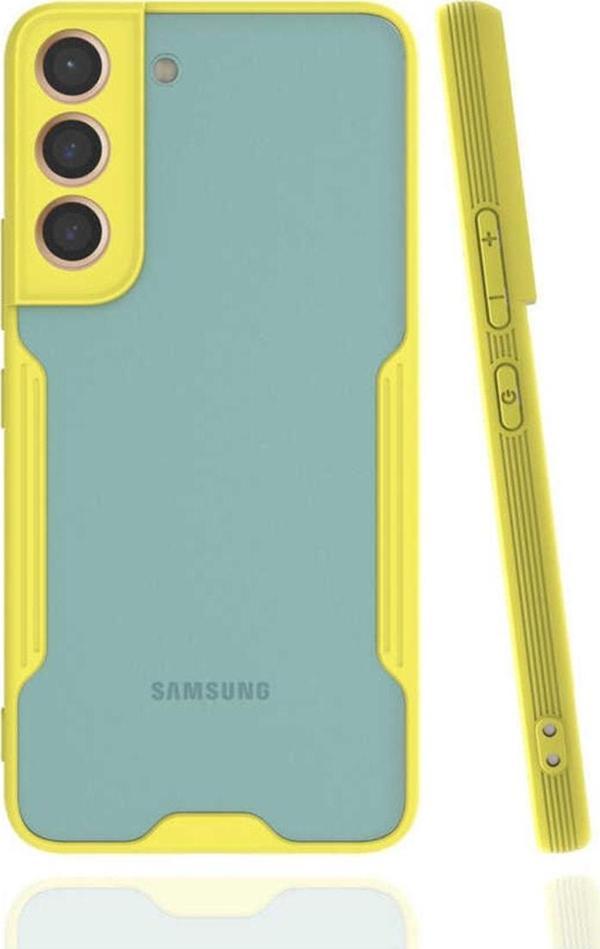 Coverzone Galaxy S22 Renkli Kenar Perfe Tpu Silikon Sarı - Image 1