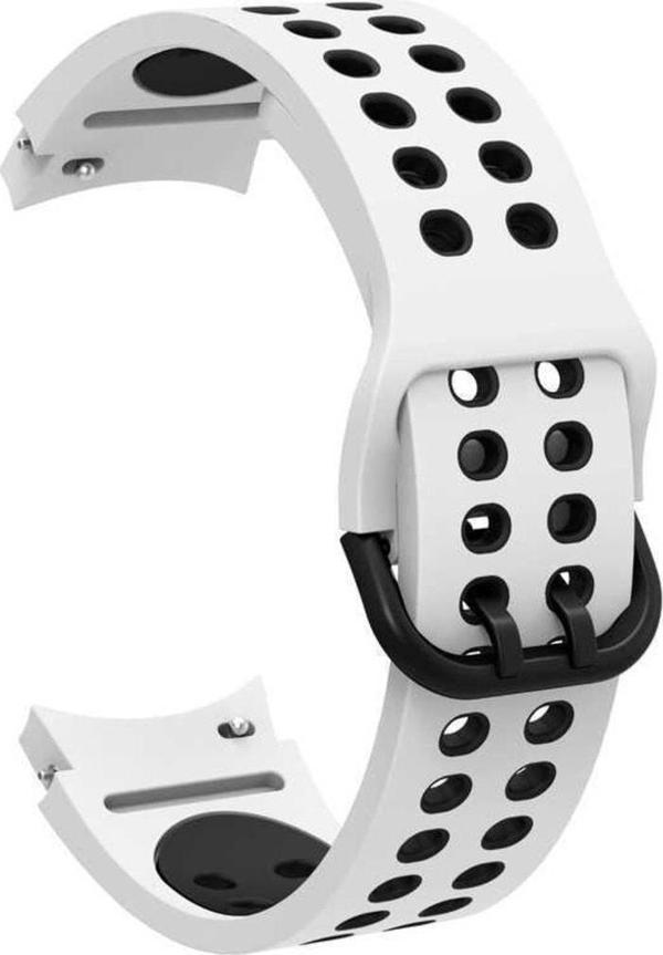 Coverzone Galaxy Watch 5 Pro Ile Uyumlu Iki Kancalı Metal Tokalı Çift Renk Spor Silikon Kordon Beyaz-siyah - Image 1