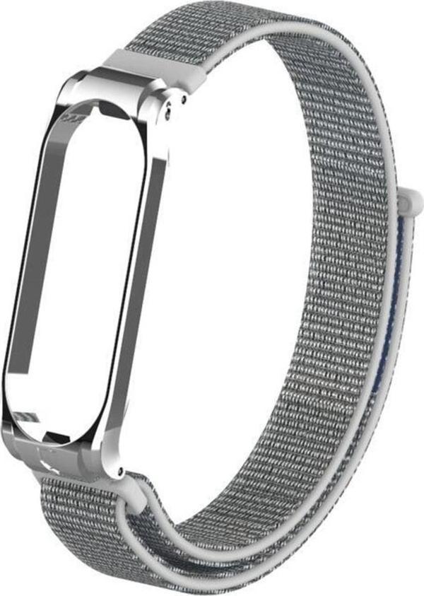 Coverzone Xiaomi Mi Band 4 Ile Uyumlu Saat Kayışı Hasır Örme Metal Çerçeve Kordon Kayış Gri - Image 1