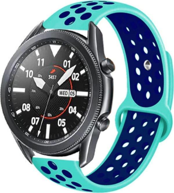 Coverzone Turkuaz Galaxy Watch 3 45mm Delikli Spor Akıllı Saat Kordon - Image 1
