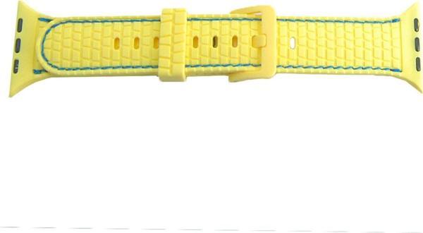 Coverzone Watch 5 Ile Uyumlu Delikli Vlahovic 38-40mm Dikişli Tokalı Kordon Sarı - Image 1