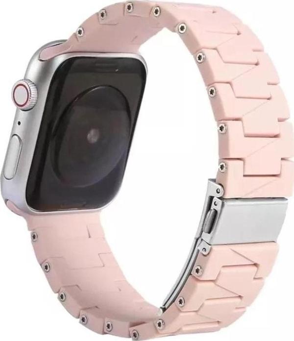 Coverzone Watch 5 Ile Uyumlu Metal Görünümlü Çapraz Silikon Kayış 42-44mm Dalliance Kordon Pembe - Image 1