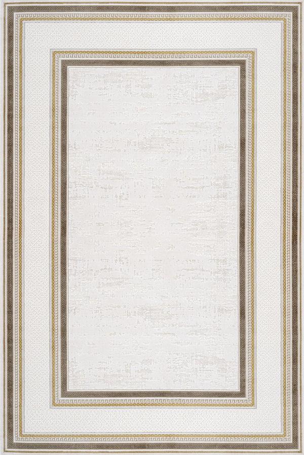 Kahverengi Çerçeveli Etnik Modern Desenli Pamuk Makinada Yıkanabilir Hav Toz Vermez Leke Tutmayan Kaymaz Taban Dijital Makine Baskı Salon Yolluk Mutfak Halı - Image 1