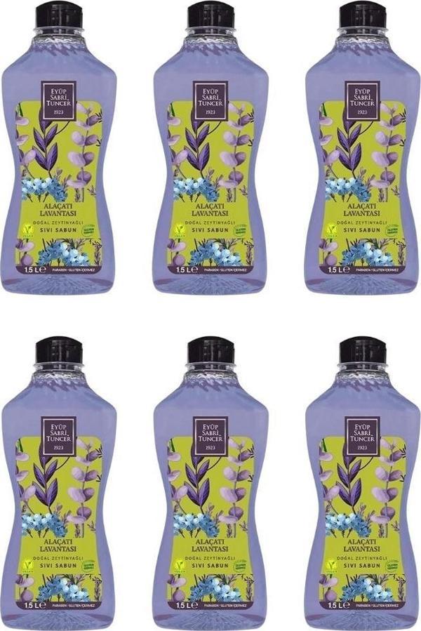 Eyüp Sabri Tuncer Alaçatı Lavantası 1,5lt Sıvı Sabun Doğal Zeytinyağlı X6 - Image 1