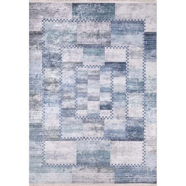 Cengdu Mavi Patchwork Etnik Modern Desenli Makinada Yıkanabilir Hav Toz Vermez Leke Tutmayan Kaymaz Taban Dijital Makine Baskı Salon Yolluk Mutfak Halı - Image 1