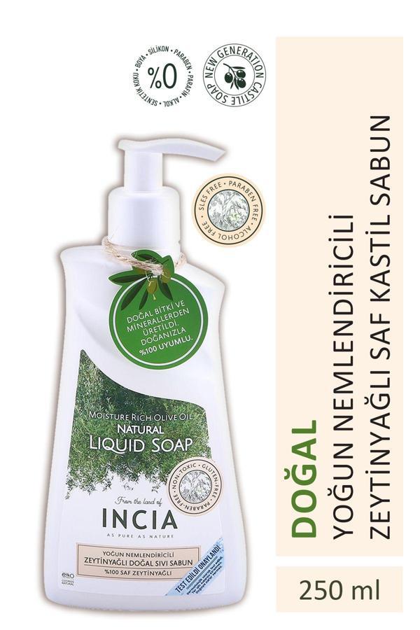 INCIA %100 Doğal Sıvı Kastil Sabunu Yoğun Nemlendirici Zeytinyağlı 10 Bitkisel Değerli Yağ Vegan 250 ml - Image 1