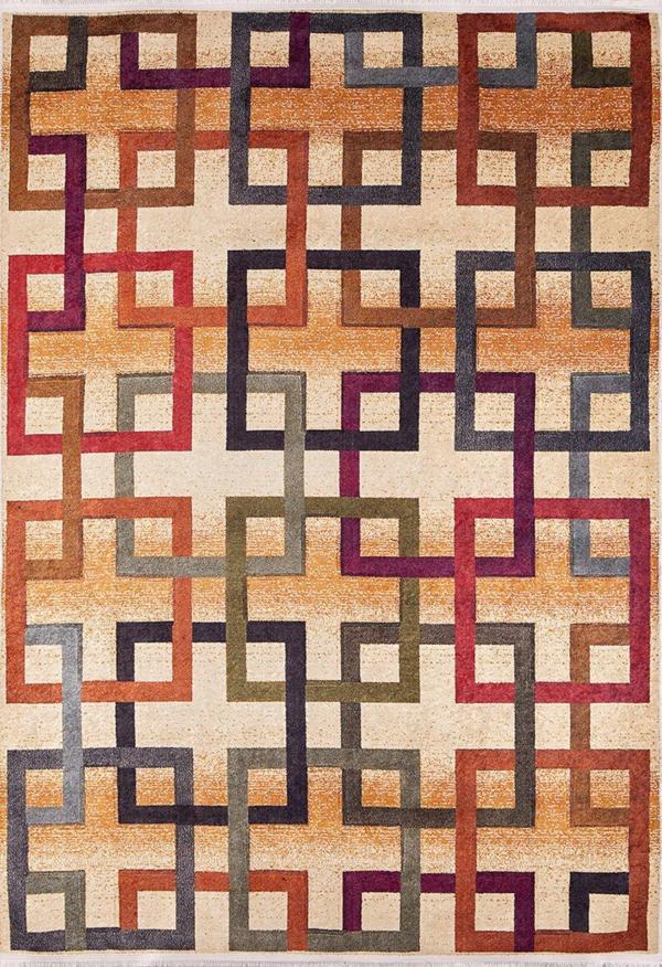 Apatiti Turuncu Geometrik Etnik Modern Desenli Pamuk Makinada Yıkanabilir Hav Toz Vermez Leke Tutmayan Kaymaz Taban Dijital Makine Baskı Salon Yolluk Mutfak Halı - Image 1