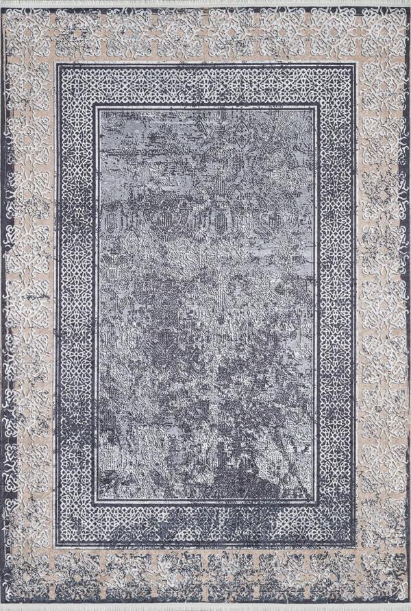 Jamnagar Gri Çerçeveli Etnik Modern Desenli Pamuk Makinada Yıkanabilir Hav Toz Vermez Leke Tutmayan Kaymaz Taban Dijital Makine Baskı Salon Yolluk Mutfak Halı - Image 1