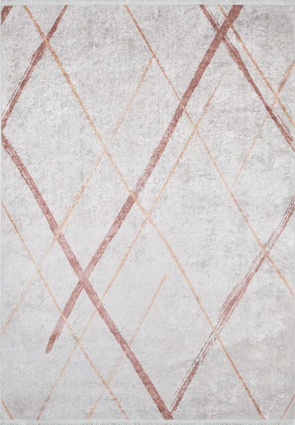 Nesimsehr Krem Çizgili Etnik Modern Desenli Makinada Yıkanabilir Hav Toz Vermez Leke Tutmayan Kaymaz Taban Dijital Makine Baskı Salon Yolluk Mutfak Halı - Image 1