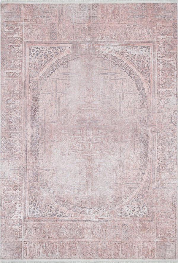 Andimesk Pembe Göbekli Etnik Modern Desenli Pamuk Makinada Yıkanabilir Hav Toz Vermez Leke Tutmayan Kaymaz Taban Dijital Makine Baskı Salon Yolluk Mutfak Halı - Image 1