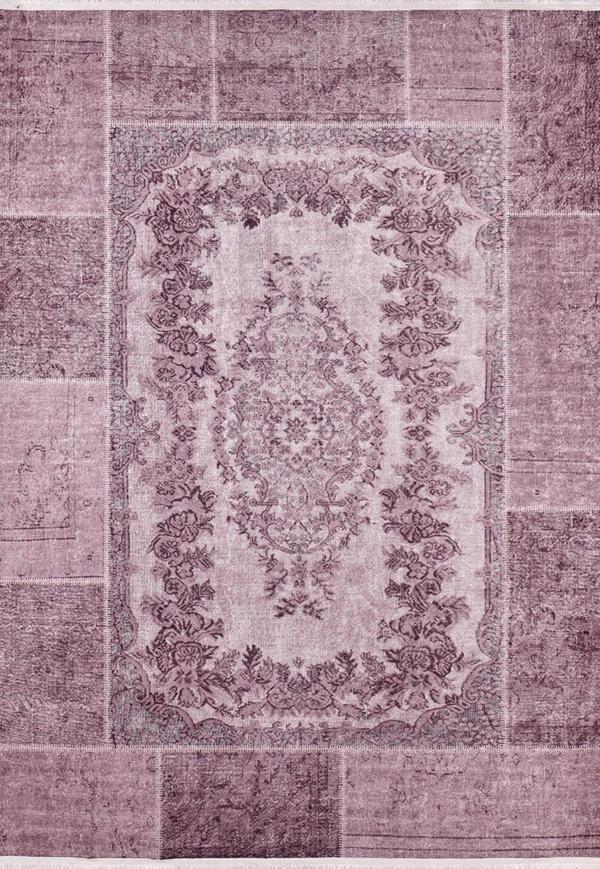 Klintsi Pembe Patchwork Etnik Modern Desenli Pamuk Makinada Yıkanabilir Hav Toz Vermez Leke Tutmayan Kaymaz Taban Dijital Makine Baskı Salon Yolluk Mutfak Halı - Image 1