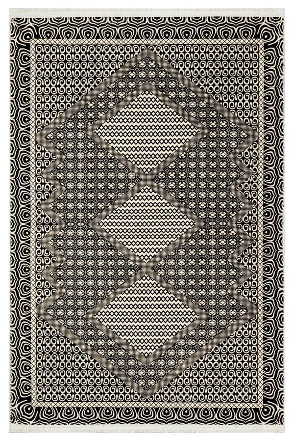 Pragathi Gri Geometrik Etnik Modern Desenli Kadife Makinada Yıkanabilir Hav Toz Vermez Leke Tutmayan Kaymaz Taban Dijital Makine Baskı Salon Yolluk Mutfak Halı - Image 1