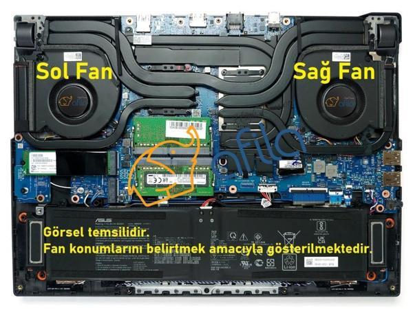 Asus G713Q uyumlu Notebook GPU, VGA Fanı, Sağ Fan - Ver.2 - 12V - Tip-A / 13NR06X0T01011 - Image 1