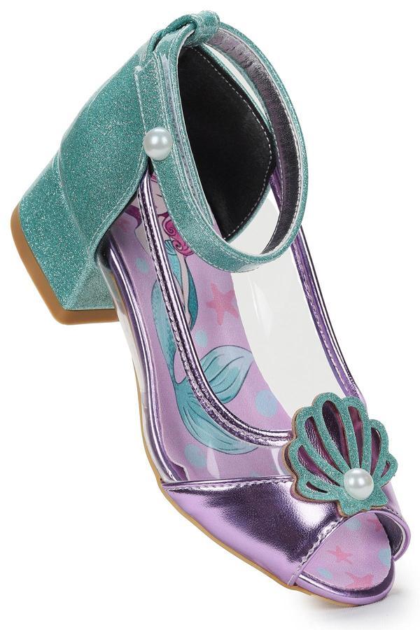  Deniz Kızı Şeffaf Burnu Açık Kız Çocuk Topuklu Abiye Ayakkabı - Image 1