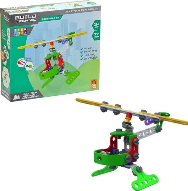 Sole Build Technic Set, 77 Parça Tak-Sök Helikopter Block Yapı Seti - Image 1