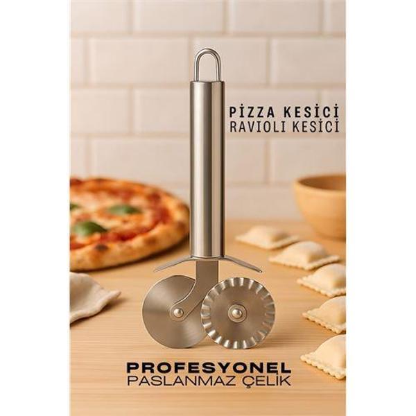  Pizza Kesici Profesyonel Çelik Hamur Ravioli Kesici - Image 1