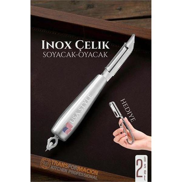  Inox Soyacak - Sebze Soyacağı - Kabak Dolma Oyacağı 2 li SET - Image 1