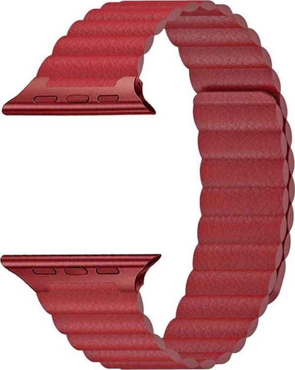 Coverzone Apple Watch Kayış 44 Mm Deri Kırmızı - Image 1