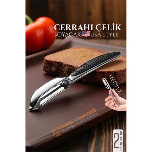  Amerikan Tip Soyacak Seti- Sebze Soyacağı Profesyonel Paslanmaz Çelik 2 li SET - Image 1