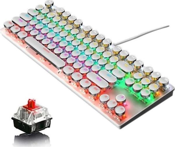 Coverzone K550 Kablolu Klavye Daktilo Tarzı Su Geçirmez Led RGB Mekanik Oyuncu Işıklı Klavye - Image 1