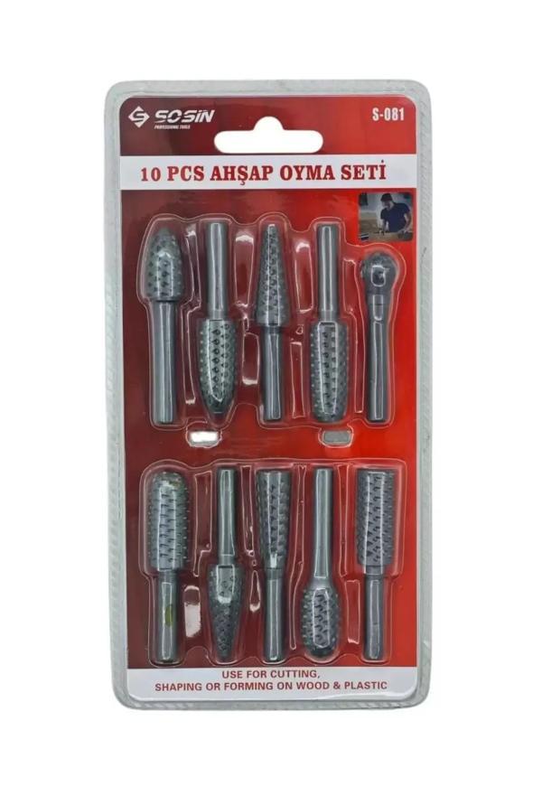 SOSİN AHŞAP OYMA SETİ 10 PARÇA (S-081) - Image 1