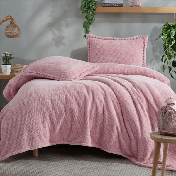 Clasy Wellsoft Ponpon Detaylı Yatak Örtüsü Seti Çift Kişilik Masse 220 x 240 - Image 1