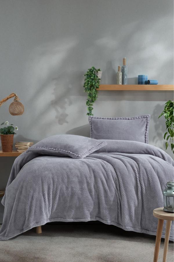 Clasy Wellsoft Ponpon Detaylı Yatak Örtüsü Seti Tek Kişilik Masse 180 x 240 - Image 1