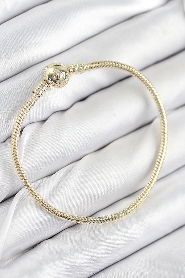 Pirinç Charm Topcuk Model Gold Renk Kadın Bileklik 7807 - Image 1