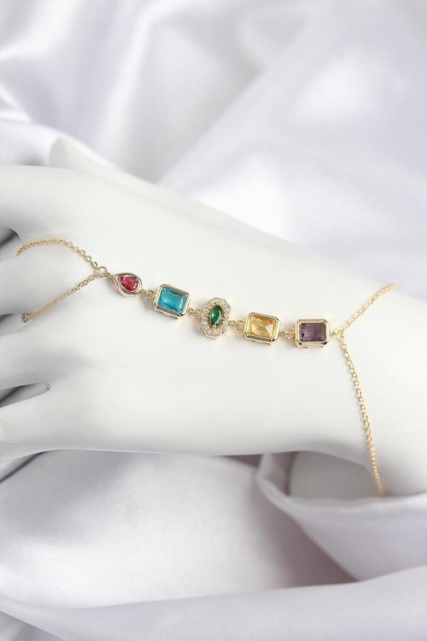 Pirinç Renkli Zirkon Taşlı Model Gold Renk Şahmeran 725 - Image 1