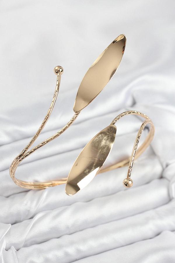 Pirinç Yaprak Model Gold Renk Kadın Pazu Bileklik 7794 - Image 1