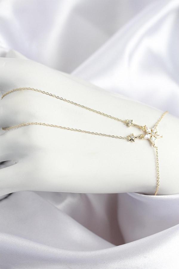 Pirinç Zirkon Taşlı Yıldız Model Gold Renk Şahmeran 710 - Image 1