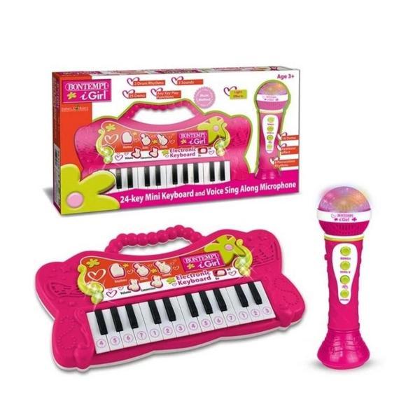 Nessiworld Elektronik 24 Tuşlu Mikrofonlu Org Seti Pembe - Image 1