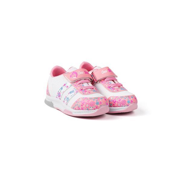 Kız Bebe Pembe Beyaz Desenli Işıklı Cırtlı Sneaker Günlük Spor Ayakkabı - Image 1