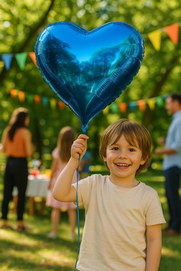 Mavi Kalp Folyo Balon 18 inç 48x48 cm Parti Süsleme Doğum Günü Dekoratif Balon - Image 1