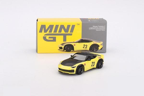Mini GT 1/64 826 Nissan Z LB★NATION WORKS Ikazuchi Yellow - Image 1