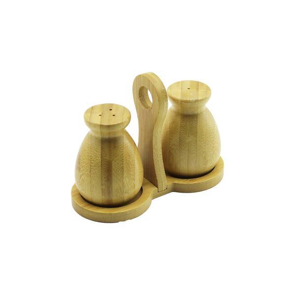 2 PCS - ŞİŞE MODELİ AHŞAP BAMBU TUZLUK - BAHARATLIK TUTACAKLI AHŞAP STAND  - Image 1