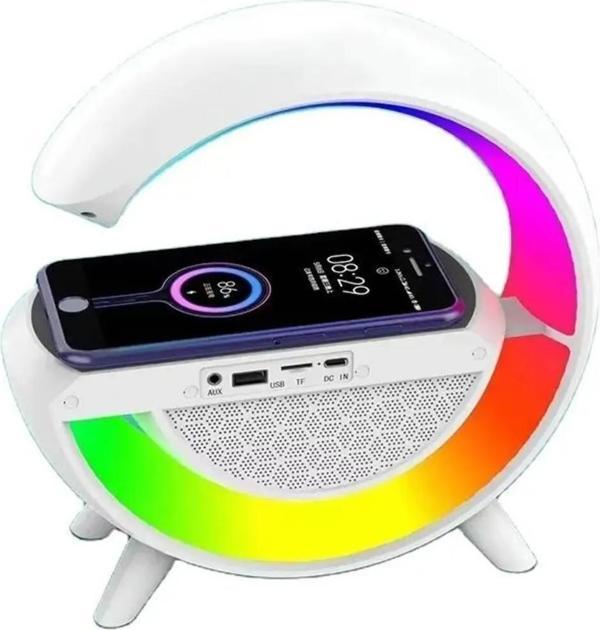 BT-2301 Wireless Kablosuz Şarj Destekli Radyolu Rainbow Aydınlatmalı Bluetooth Hoparlör Fm Radyo - Image 1
