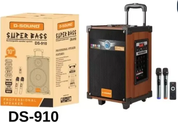 D-SOUND DS-910 3 KANAL ŞarjLI+BLUETOOH+2 TELSİZ MİKROFONLU SAZ GİTAR AMFİSİ - Image 1