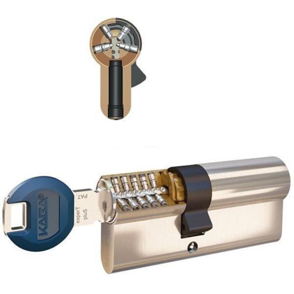 Kaba Expert+  çelik takviyeli anahtarı kopyalanamaz kapı göbeği İKİLİ SET 1 adet ek anahtar - Image 1