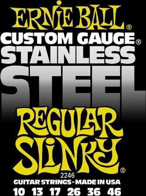 ERNİE BALL P02246 STAİNLESS STEEL REGULAR SLİNKY 10-46 ELEKTRO GİTAR TELİ - Image 1