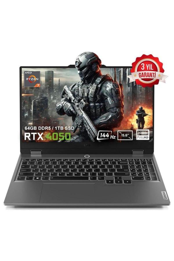 Lenovo Loq 15Arp9 83Jc00Fhtrv6 Ryzen 7-7435Hs 64Gb Ddr5 1Tb Ssd Rtx4050 6Gb 144Hz Fhd Fdos Laptop - Image 1