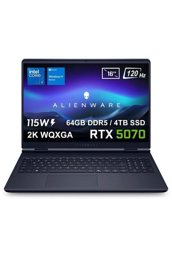 Dell Alienware 16 Aurora Core 9-270H 64Gb Ddr5 4Tb Ssd Rtx5070 8Gb 115W 16İnç 2K W11H Gaming Laptop - Image 1